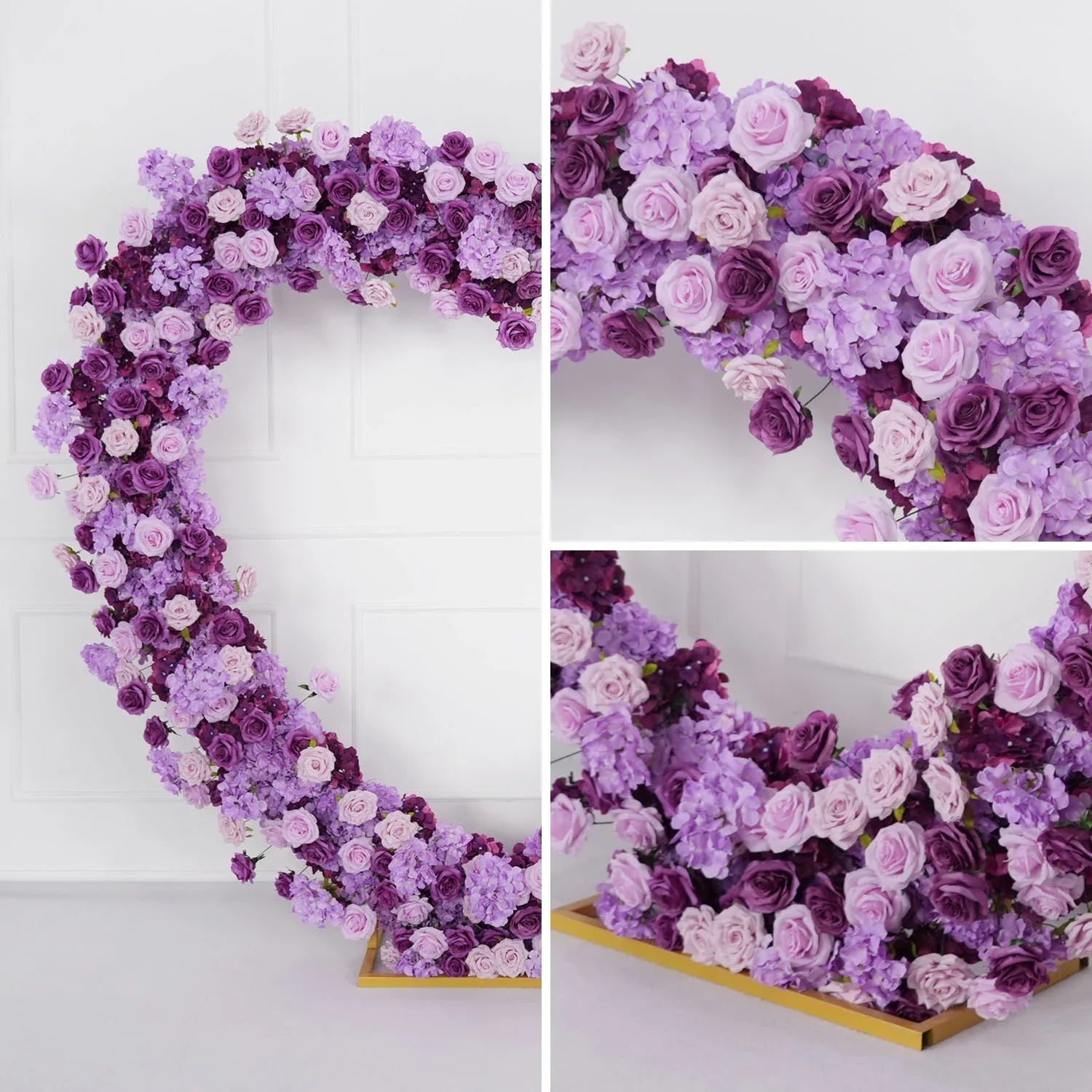 Artificial Purple Rose Heart Arch Wedding Decor SET80065 - Uflower