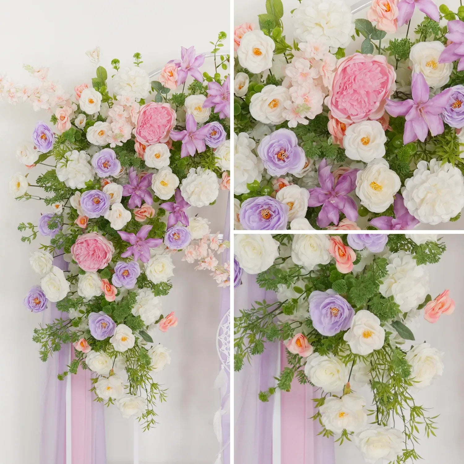 Uflower Artificial Purple Pink Wedding KT Backdrop Flower Row Decor SET80077 - Uflower