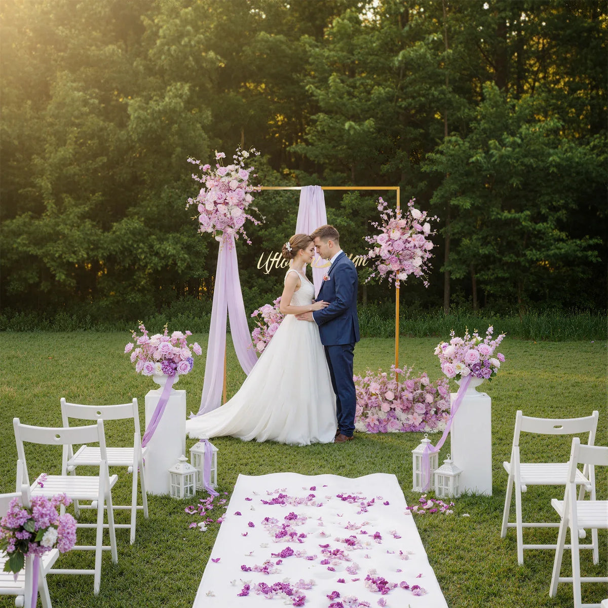 Uflower Artificial Purple Wedding KT Backdrop Flower Arch Decor SET80057 - Uflower