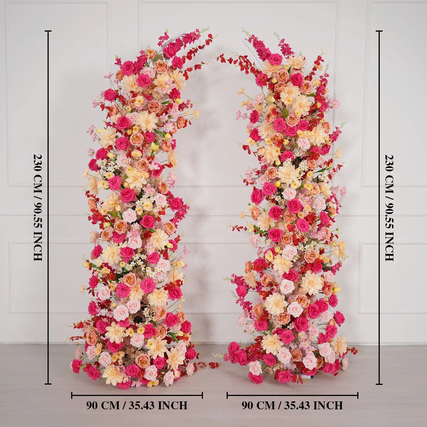 Uflower Champagne Pink Flower Horn Arch Wedding Party Birthday Backdrop Decor SET80176-02 - Uflower