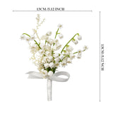 Uflower White Series With Greenery Bride Bouquet Wrist Corsage Groom Boutonniere Wedding Event Supplies SET80080-12 - Uflower