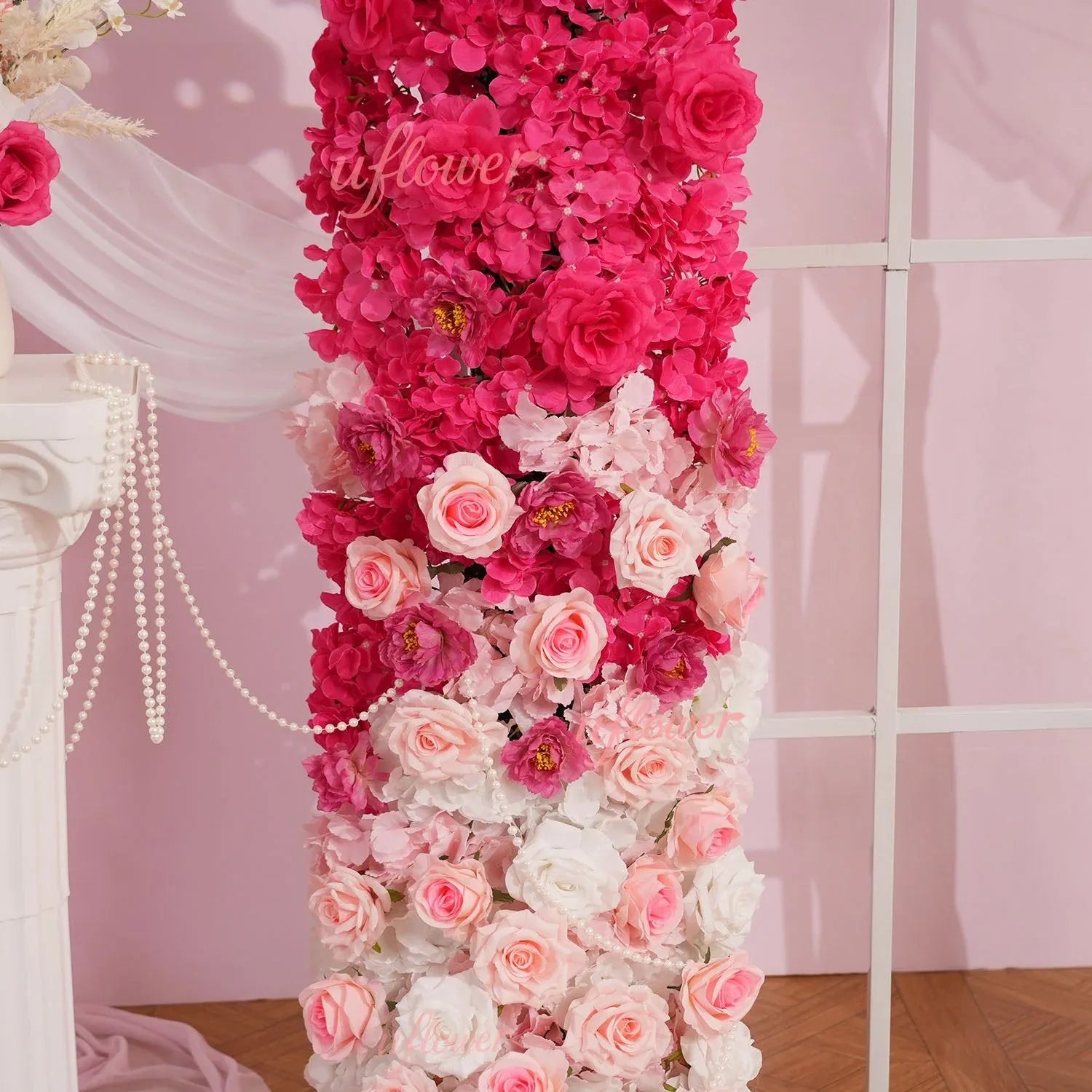 Uflower Gradient Pink Flower Row Wedding Party Backdrop Decor SET80179 - Uflower