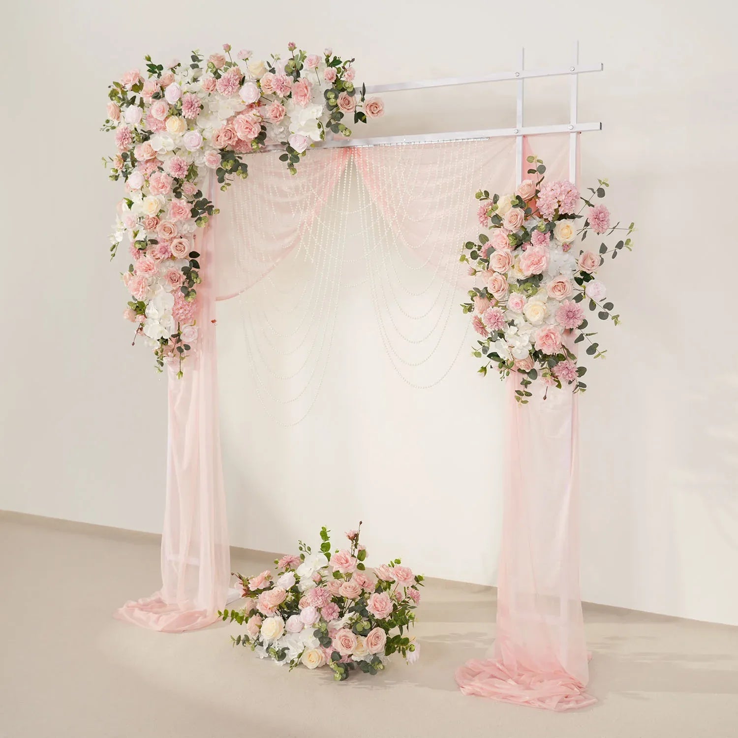 Uflower Wedding Backdrop Pink Rose Green Leaf Floral Arrangement SET80128 - Uflower