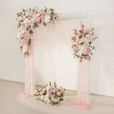 Uflower Wedding Backdrop Pink Rose Green Leaf Floral Arrangement SET80128 - Uflower