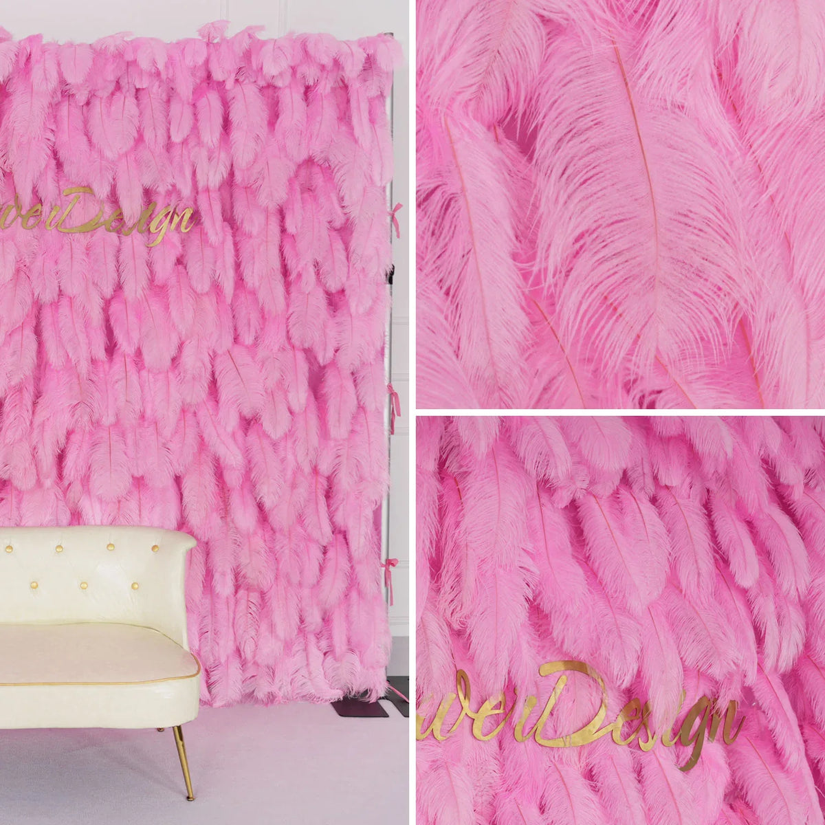 Uflower Artificial Pink 5D Flower Wall Wedding Backdrop Deco Birthday Party SET80088 - Uflower