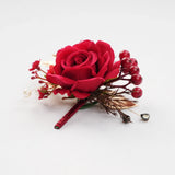 Uflower 6Pcs Red Boutonnieres MG80002-03*6