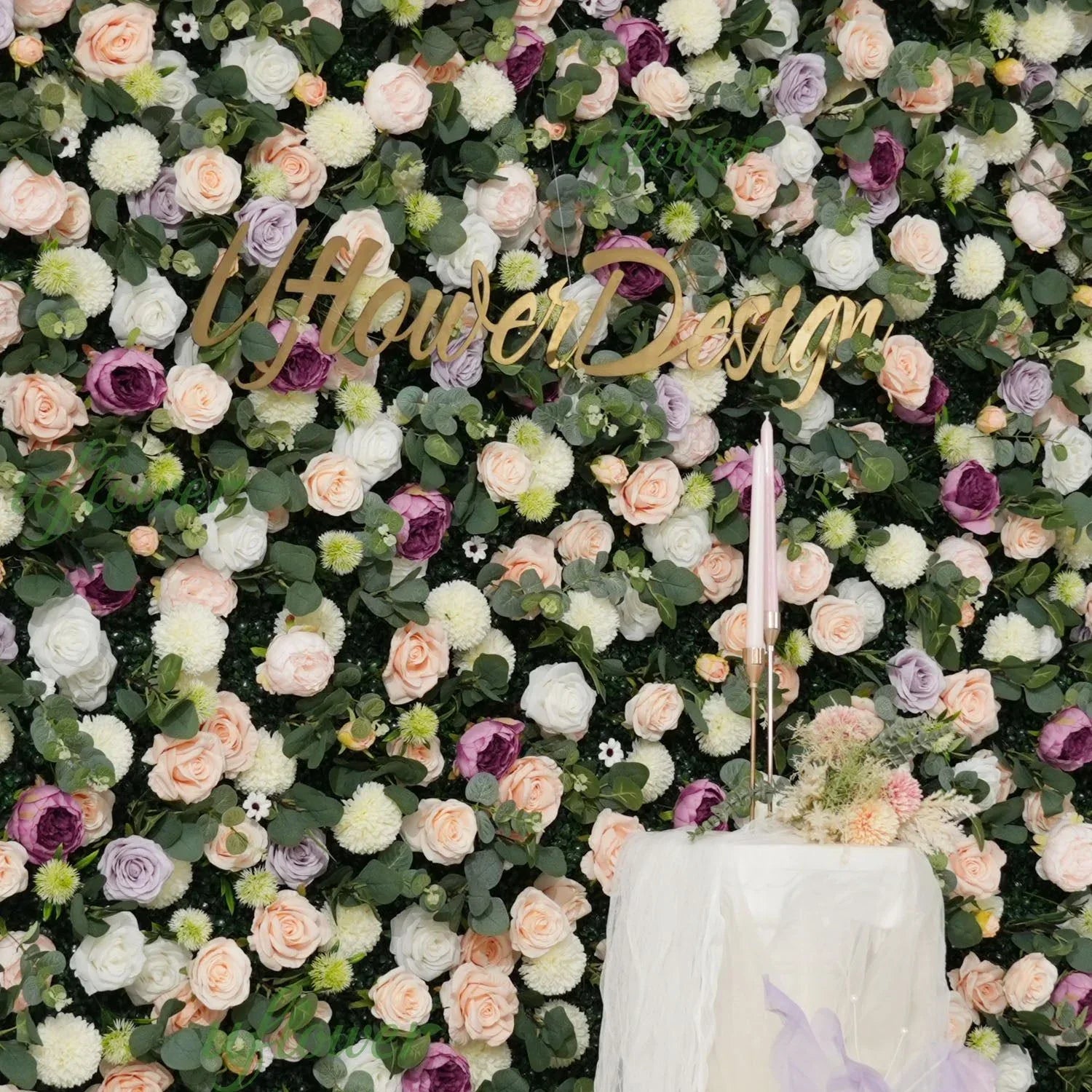 Uflower Purple Yellow Flower Wall Backdrop Wedding Party Decoration SET80161 - Uflower