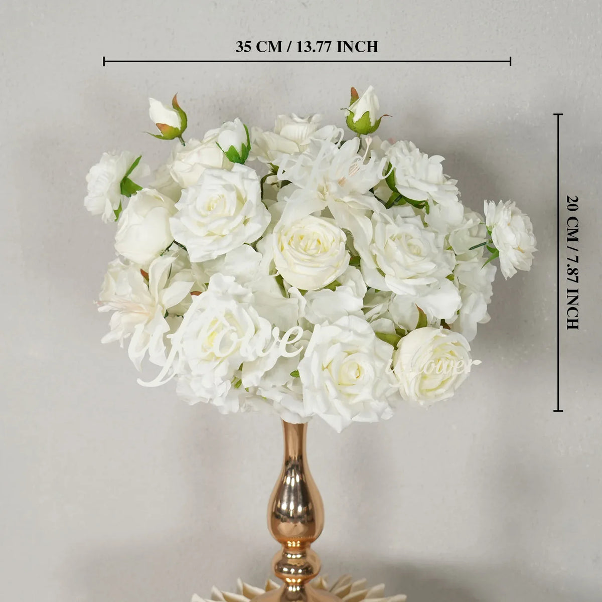 Uflower White Rose Table Runner Sofa Floral Wedding Backdrop Decor SET