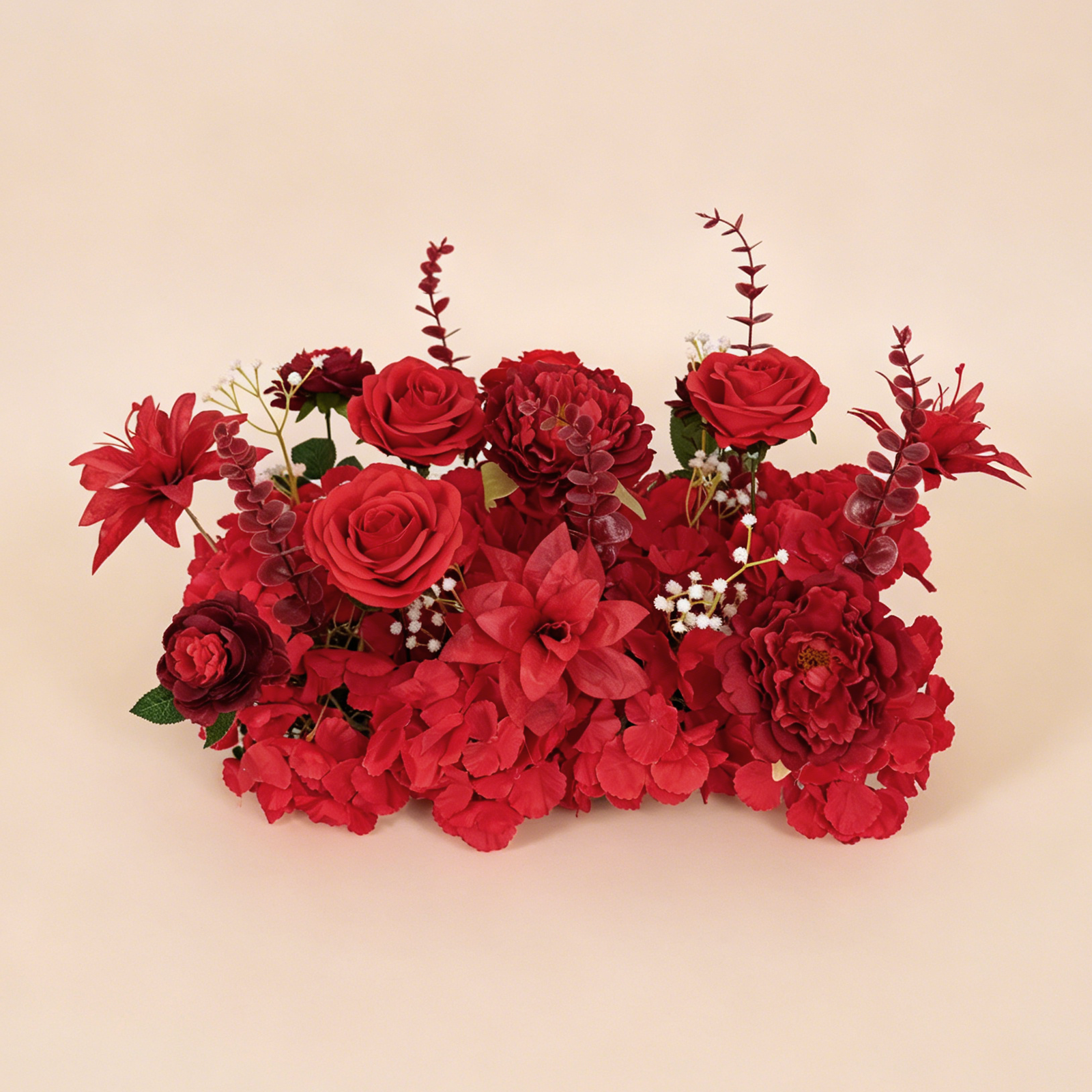 Uflower 50cm Red Rose & Peony Flower Row MC89005-03
