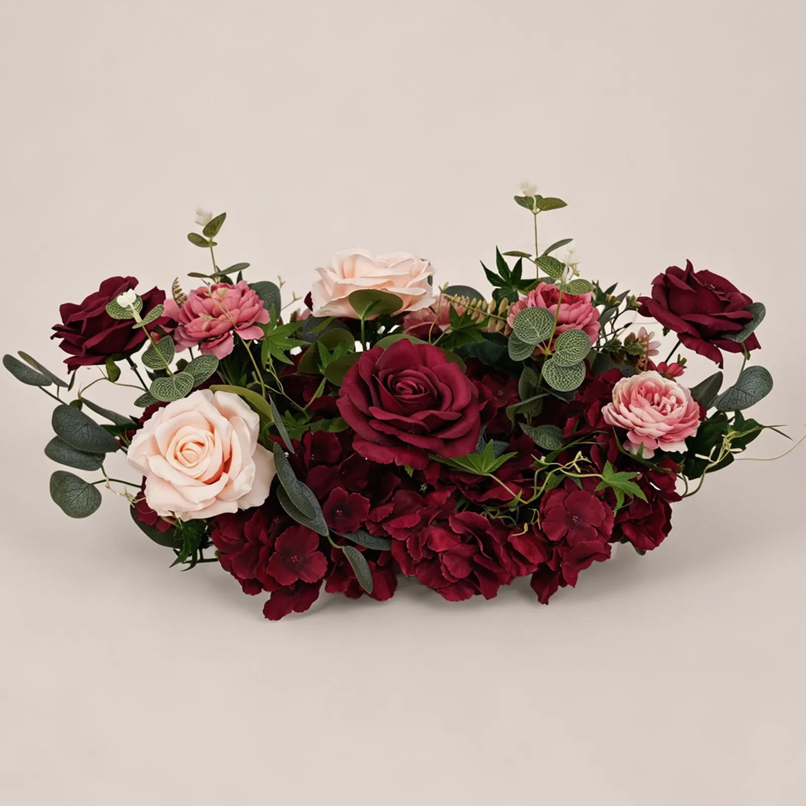Uflower 50cm Burgundy Blush Rose Flower Row MC89010-03