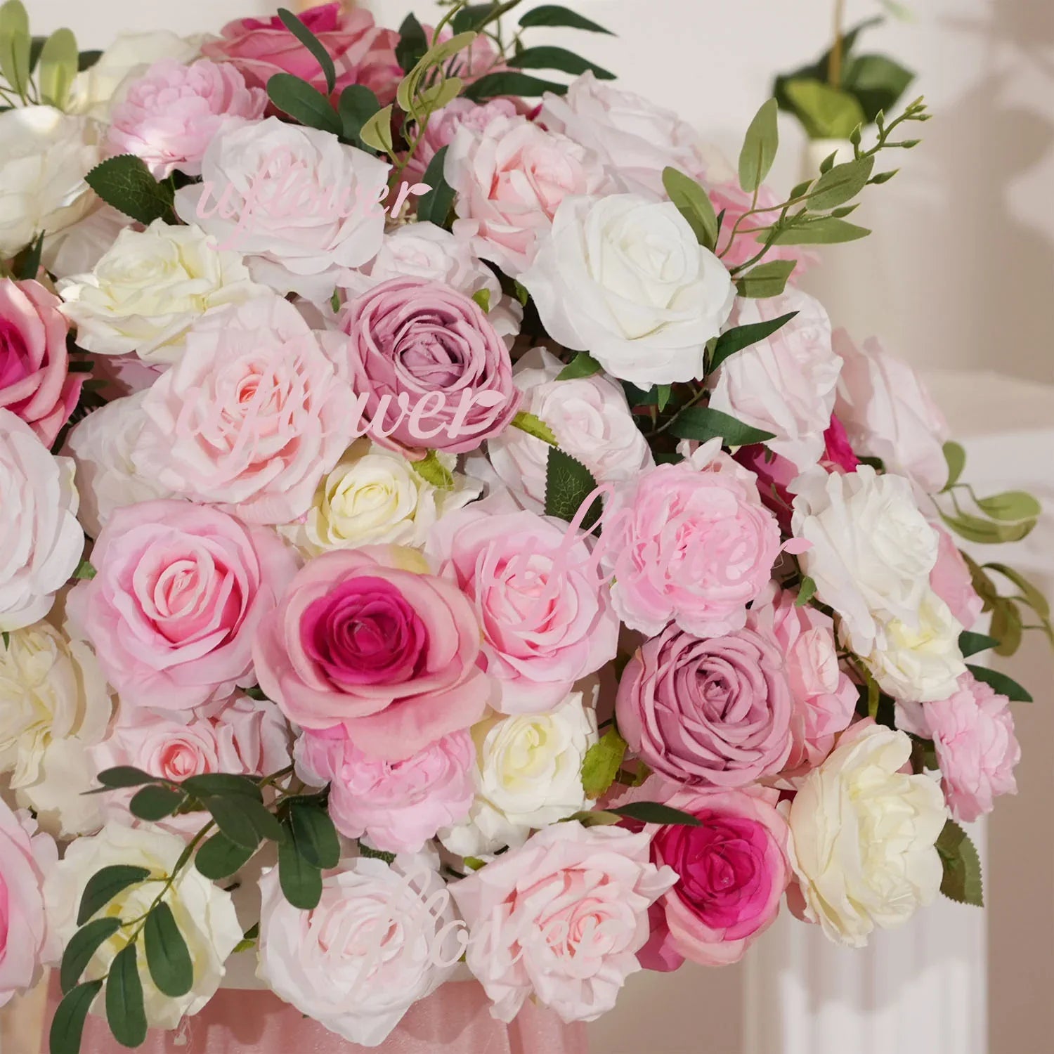 Artificial Pink Rose Flower Arrangement Wedding Backdrop Decor Props SET80142 - Uflower