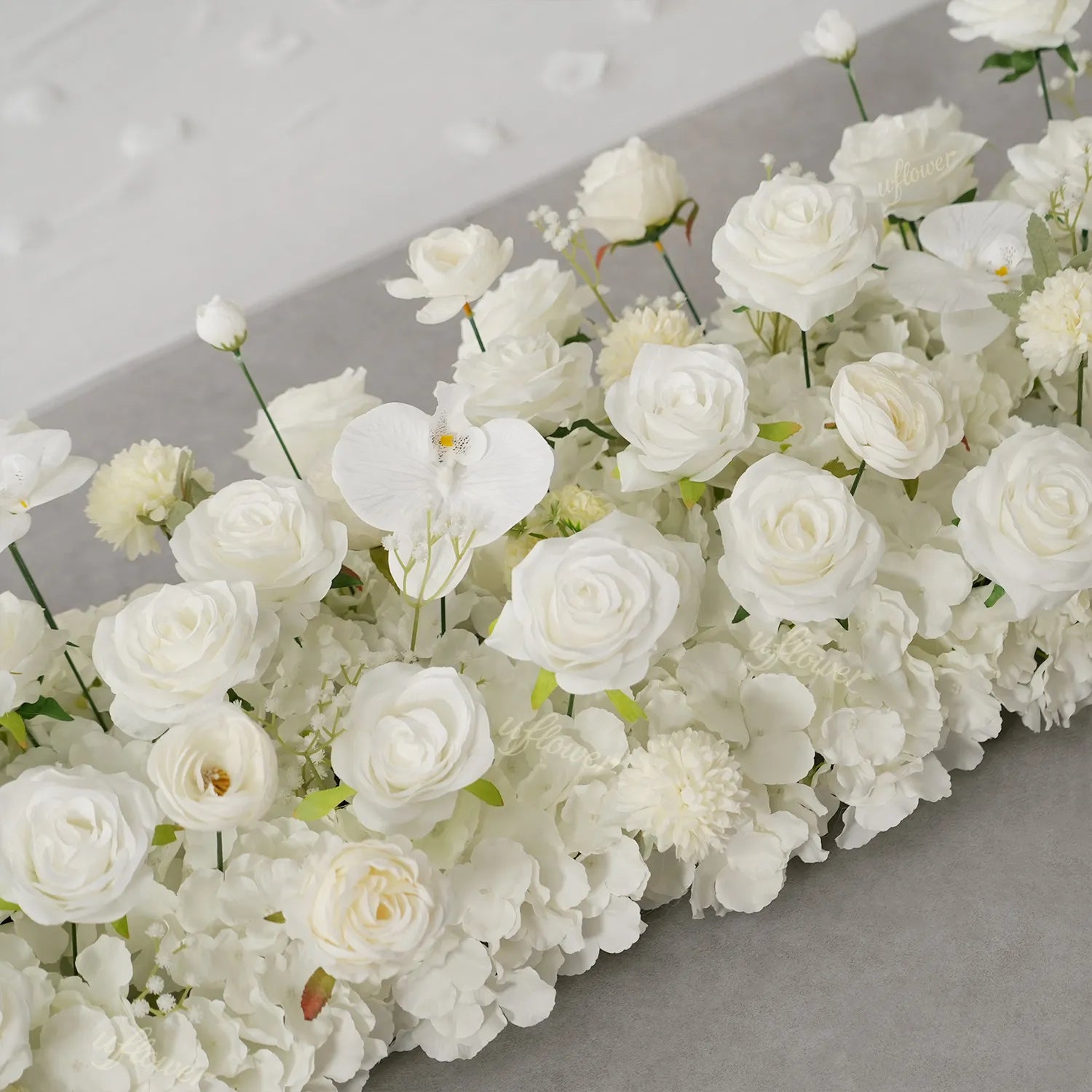 Uflower White Rose Floral Row Decor Wedding Backdrop Door Arch SET80218