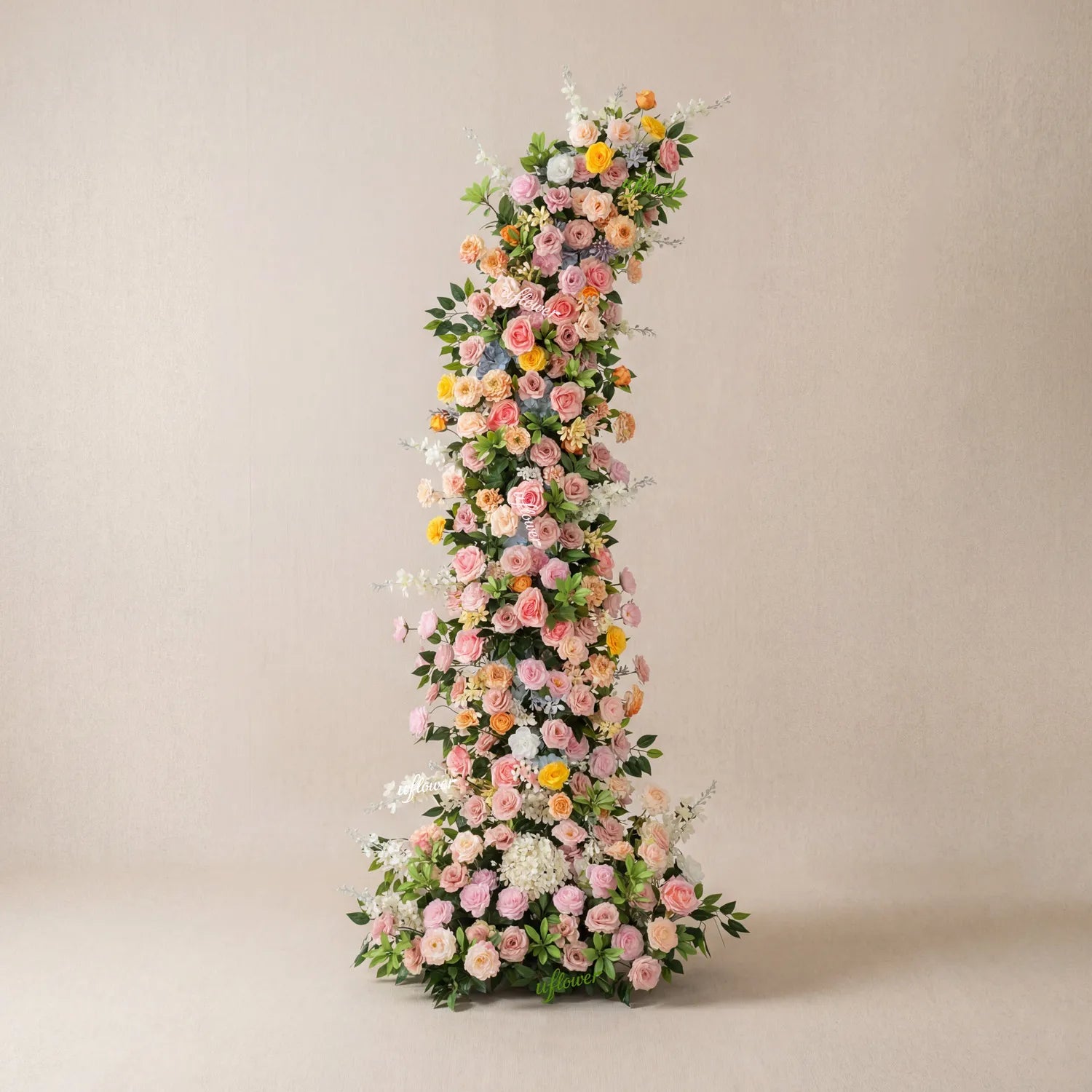 Uflower Colorful Floral Arrangement Horn Arch Wedding Backdrop Props SET80242-01