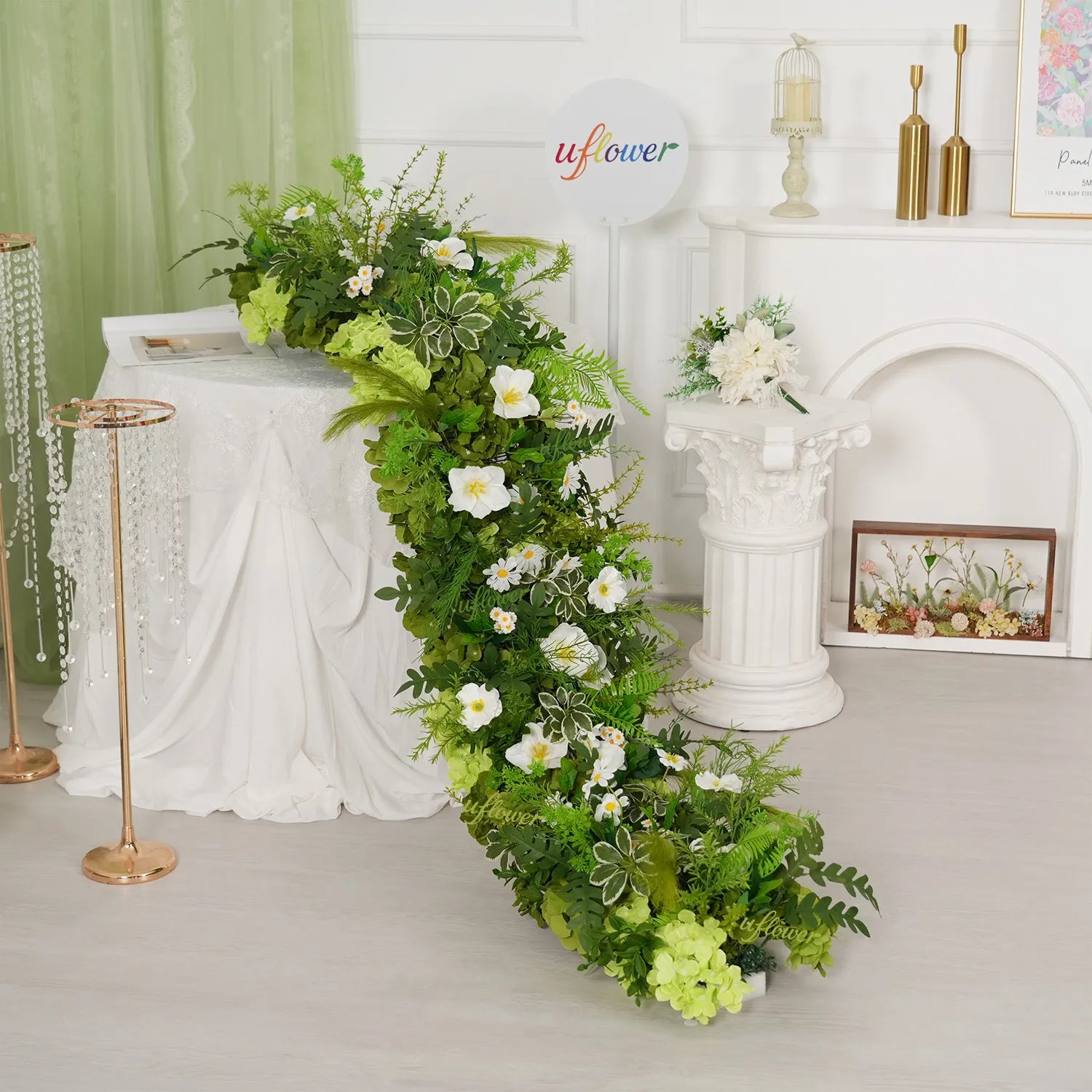 Uflower Greenery Floral Row Wedding & Event Backdrop MC80310-01