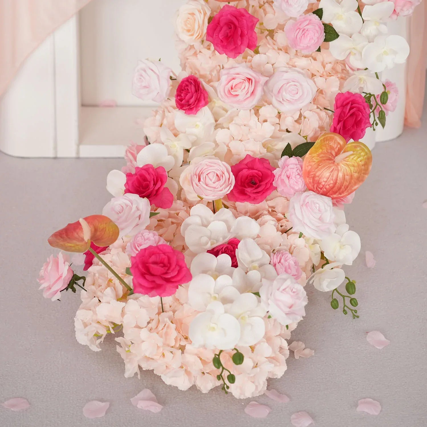 Uflower Pink Rose Floral Door Arch Wedding Party Backdrop Decoration SET80206 - Uflower