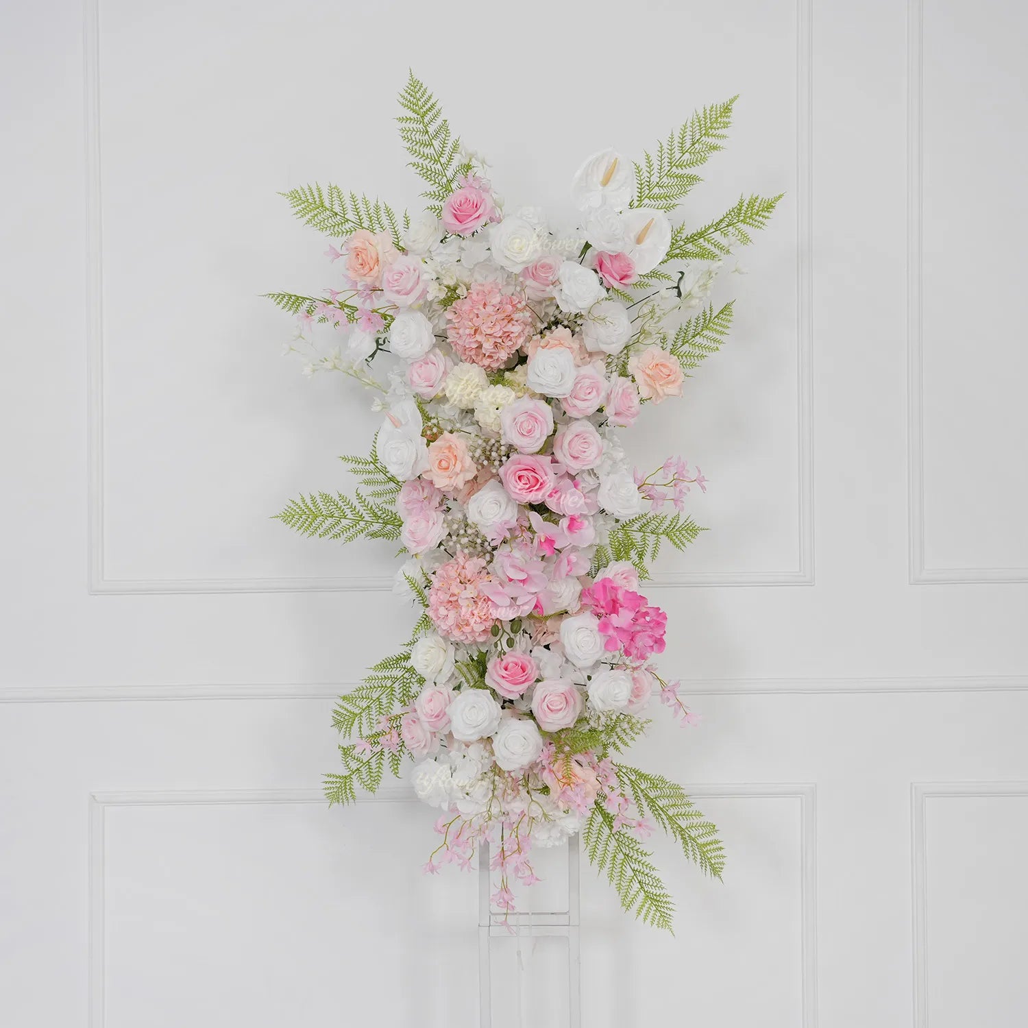 Uflower White Pink Floral Arrangement Wedding Party Arch Backdrop Decor SET80216