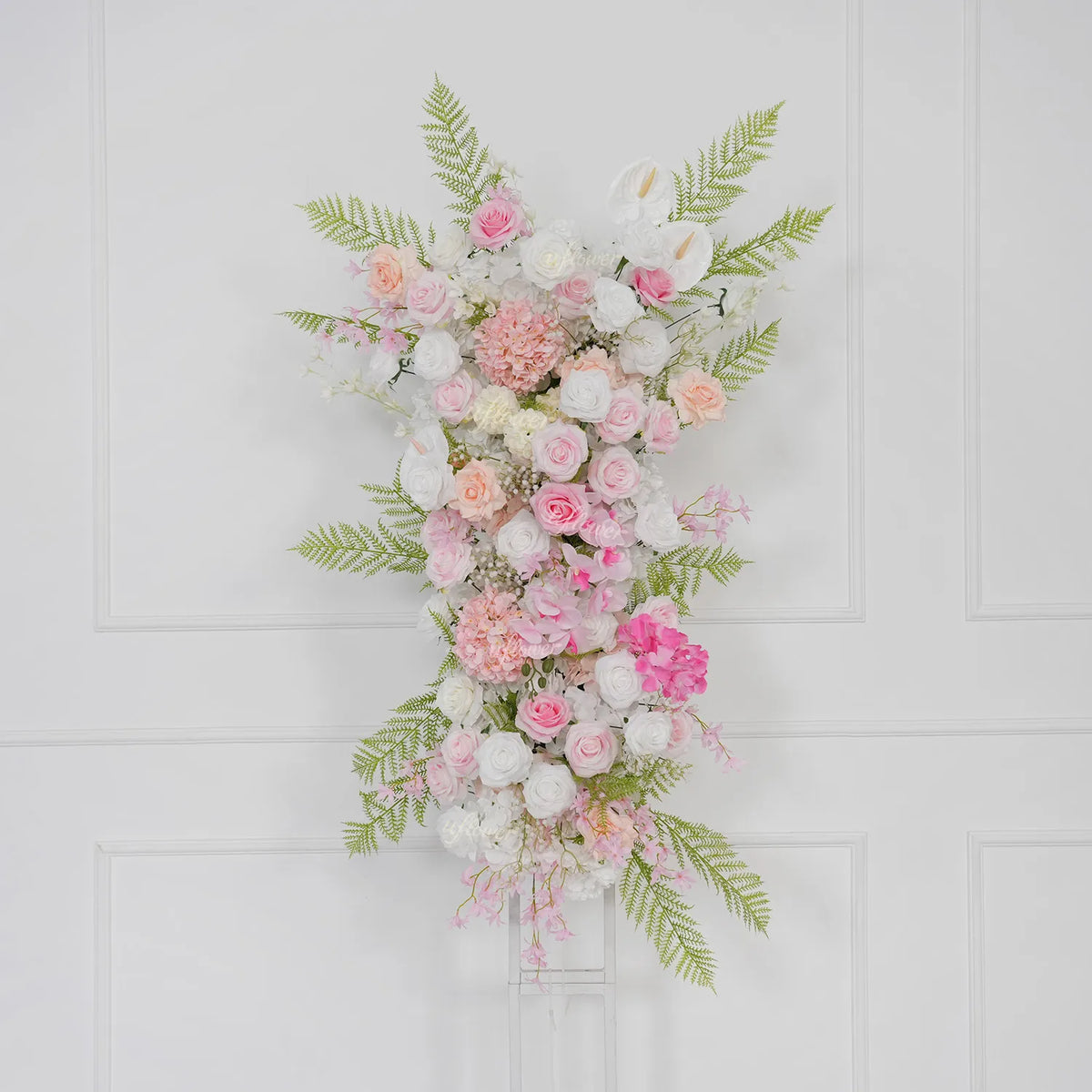Uflower White Pink Floral Arrangement Wedding Party Arch Backdrop Decor SET80216
