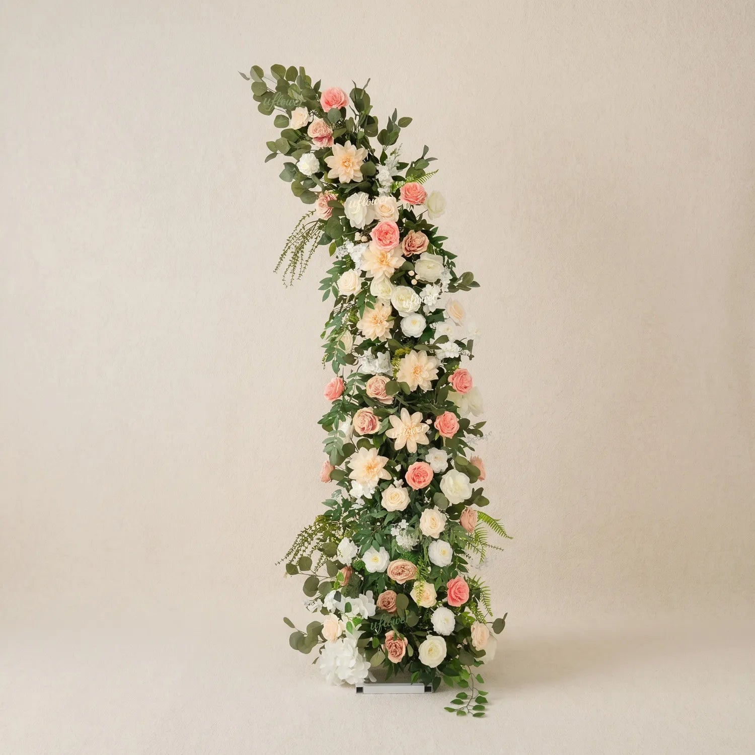 Uflower Pink White Greenery Horn Arch Wedding Backdrop Party Event Decor Props SET80252-01