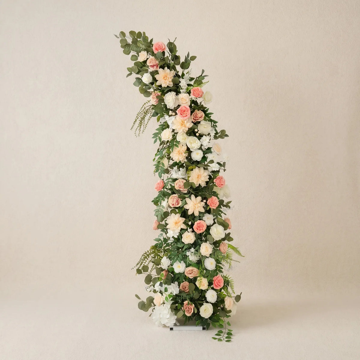Uflower Pink White Greenery Horn Arch Wedding Backdrop Party Event Decor Props SET80252-01