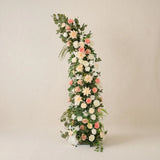 Uflower Pink White Greenery Horn Arch Wedding Backdrop Party Event Decor Props SET80252-01