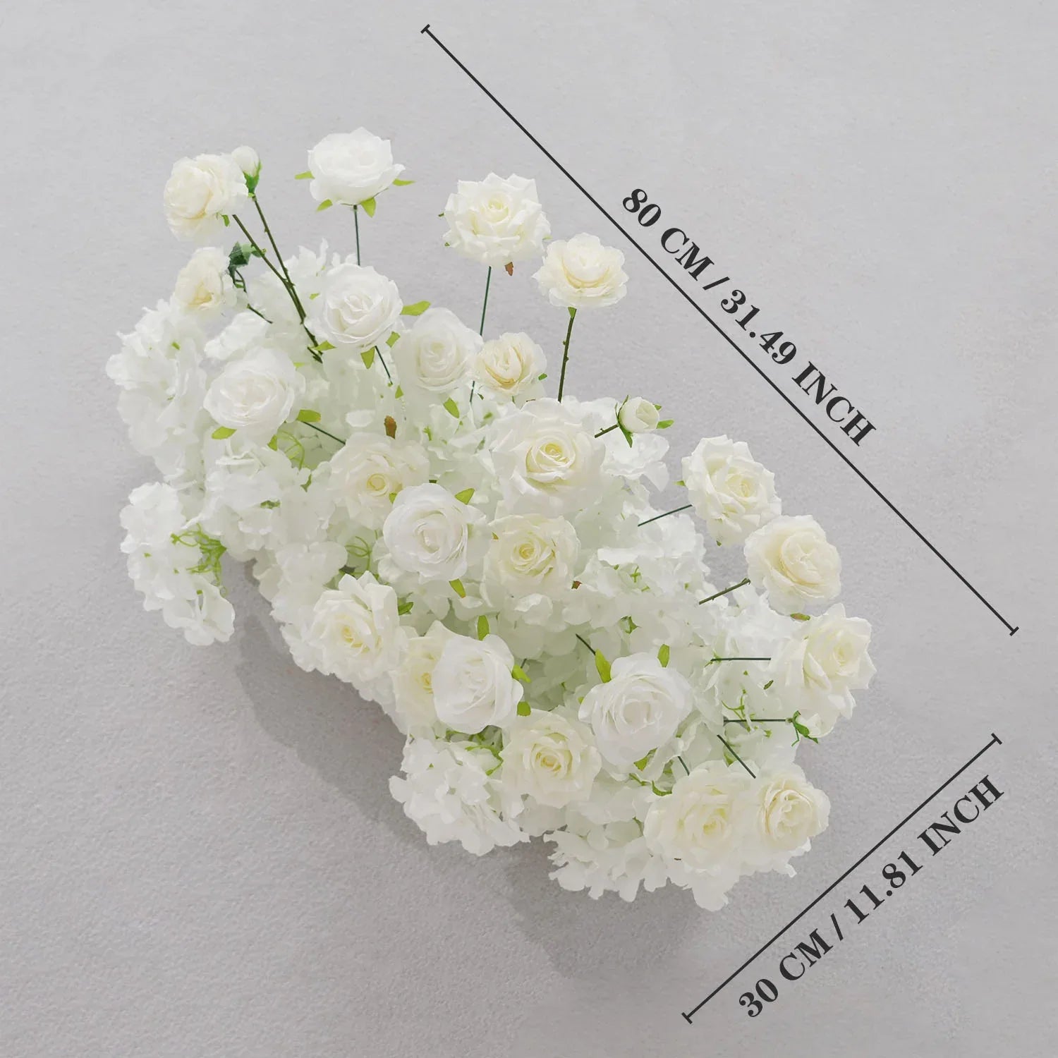 Uflower White Rose Table Runner Sofa Floral Wedding Backdrop Decor SET80120 - Uflower