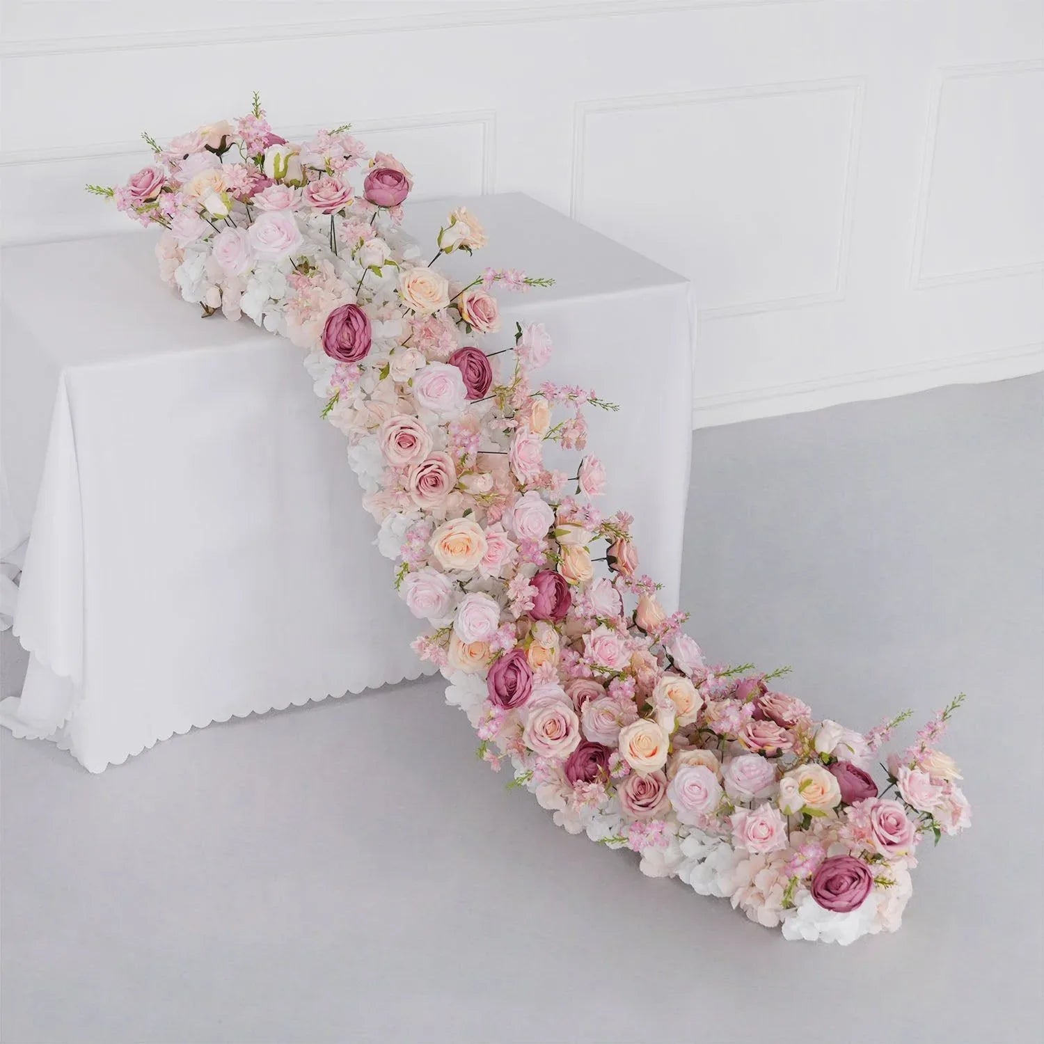 Uflower Artificial Pink White Flower Row Wedding KT Backdrop Decor SET80152 - Uflower