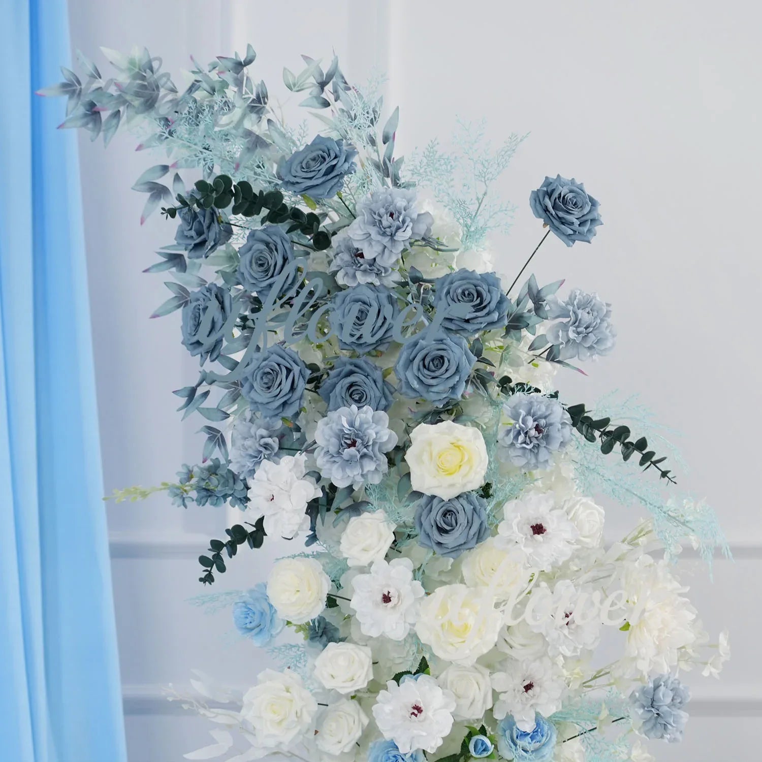 Uflower Blue White Floral Horn Arch Wedding Party Backdrop Decor SET80135 - Uflower
