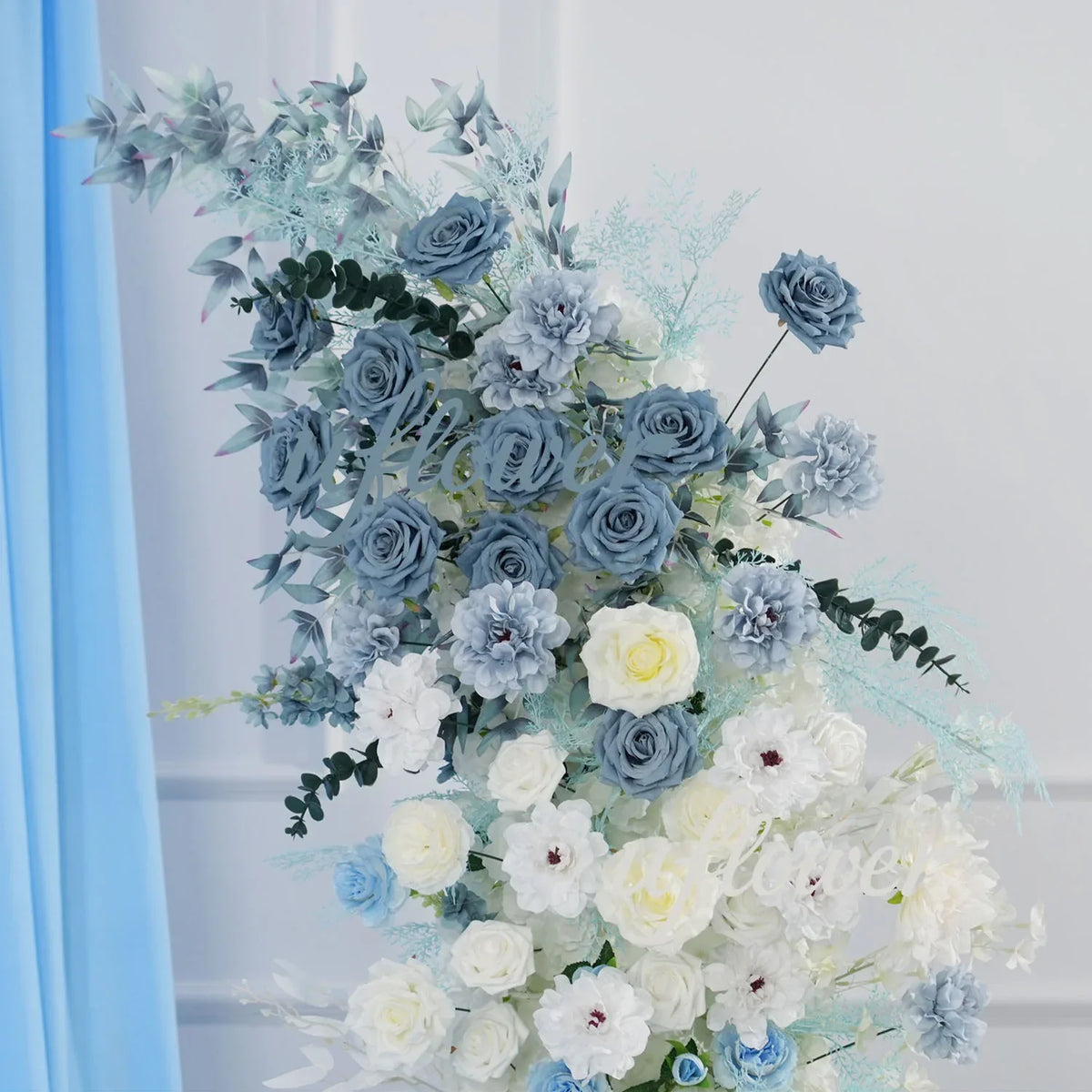 Uflower Blue White Floral Horn Arch Wedding Party Backdrop Decor SET80135 - Uflower