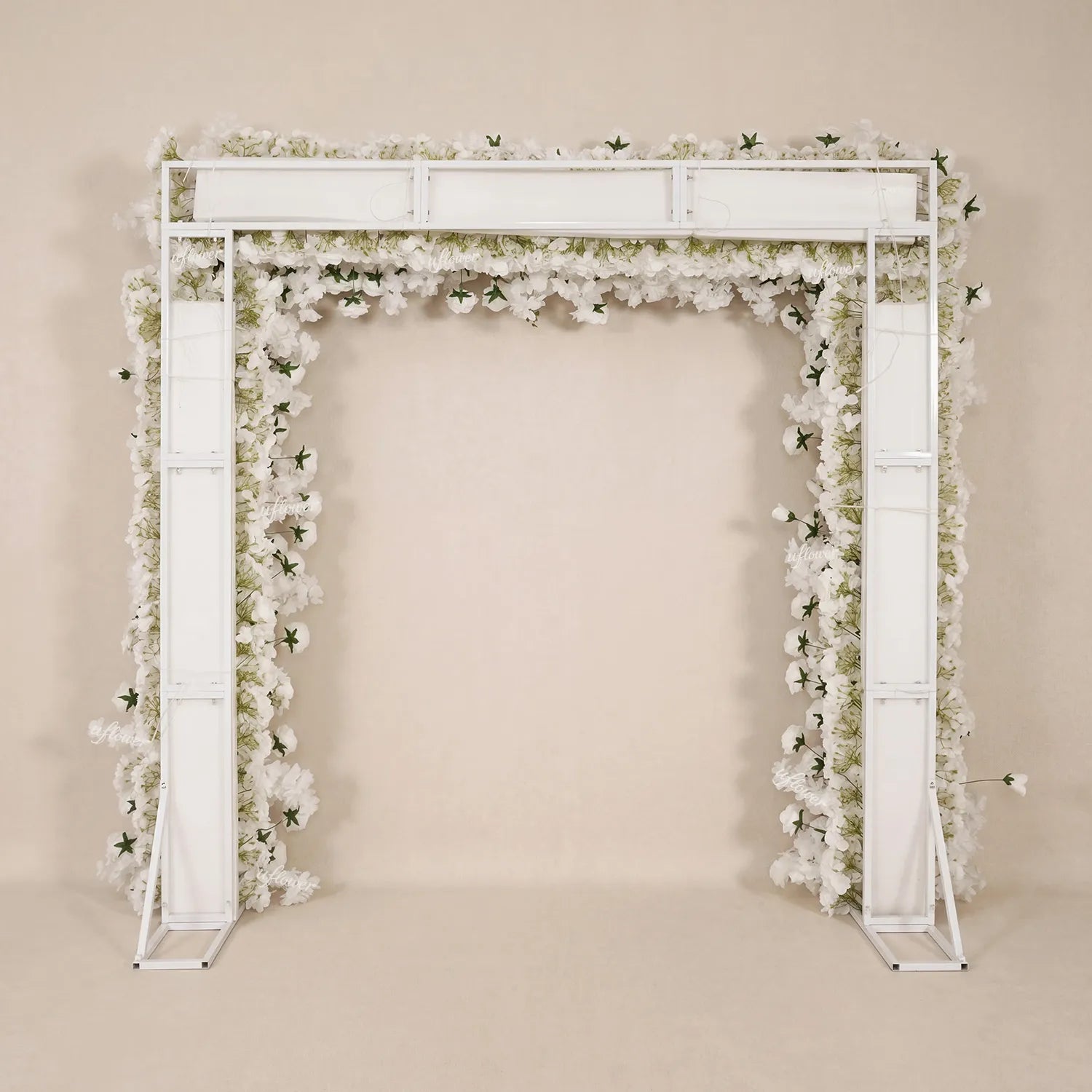 Uflower White Rose Flower Row Wedding Background Square Arch SET80256-01