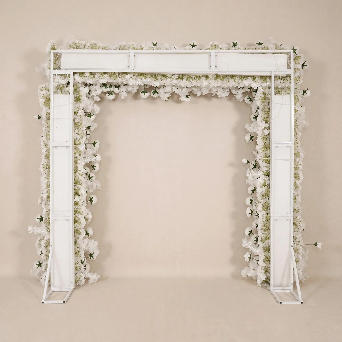 Uflower Rose Blanche Rangée de Fleurs Fond de Mariage Arche Carrée SET80256-01