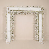 Uflower Rose Blanche Rangée de Fleurs Fond de Mariage Arche Carrée SET80256-01