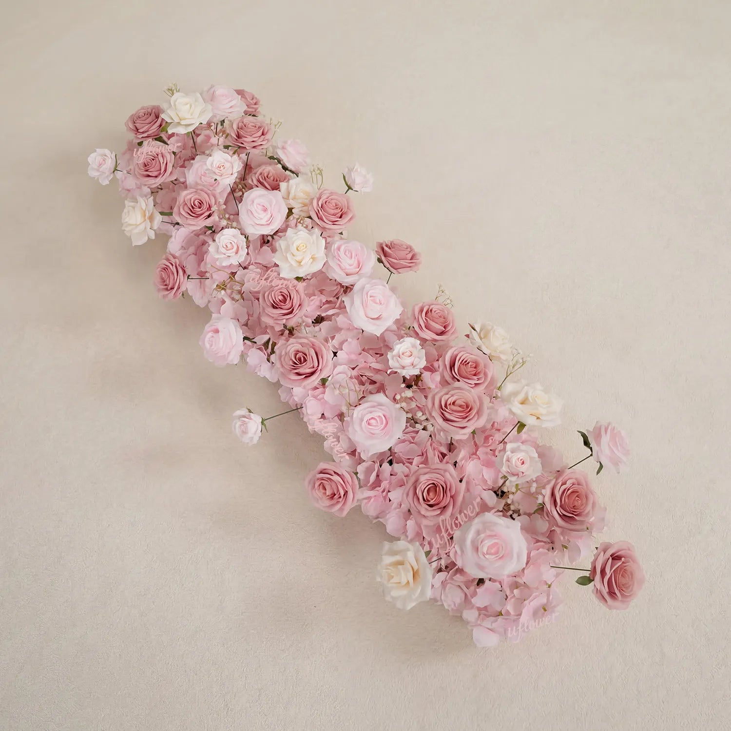 Uflowe Blush Table Runner Sofa Floral Wedding Backdrop Decor SET80244