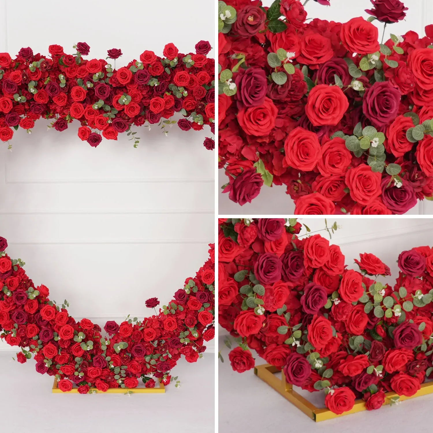 Uflower 2.2m*2.2m Red Rose Wedding Arch Heart Arch Decor SET80056 - Uflower