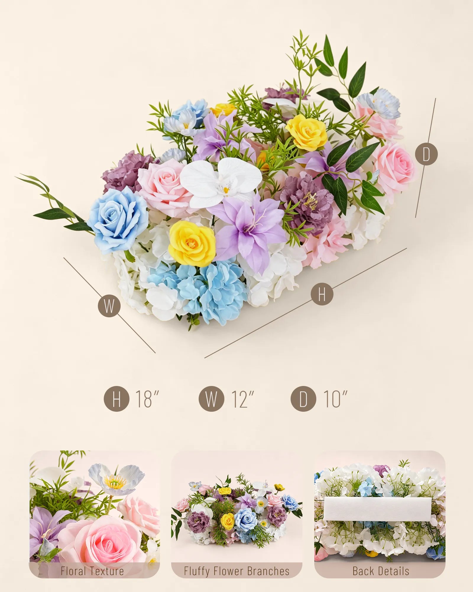 Uflower 50cm Colorful Rose Flower Row MC89008-03