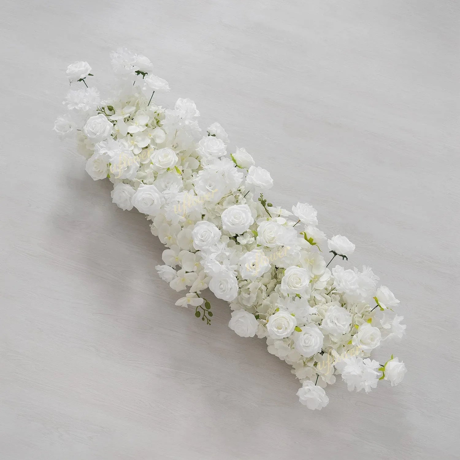 Uflower White Orchid Rose Table Runner Sofa Floral Wedding Backdrop Decor SET80185 - Uflower