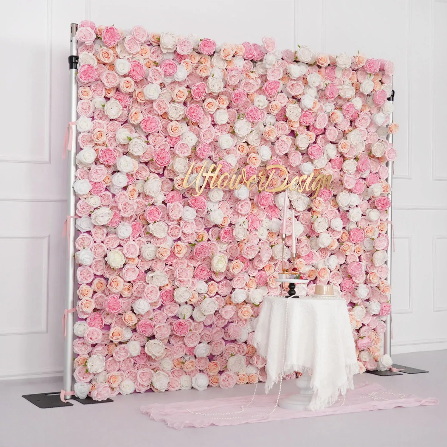 Uflower Artificial Pink Rose Wall Wedding Backdrop Decor SET80070 - Uflower