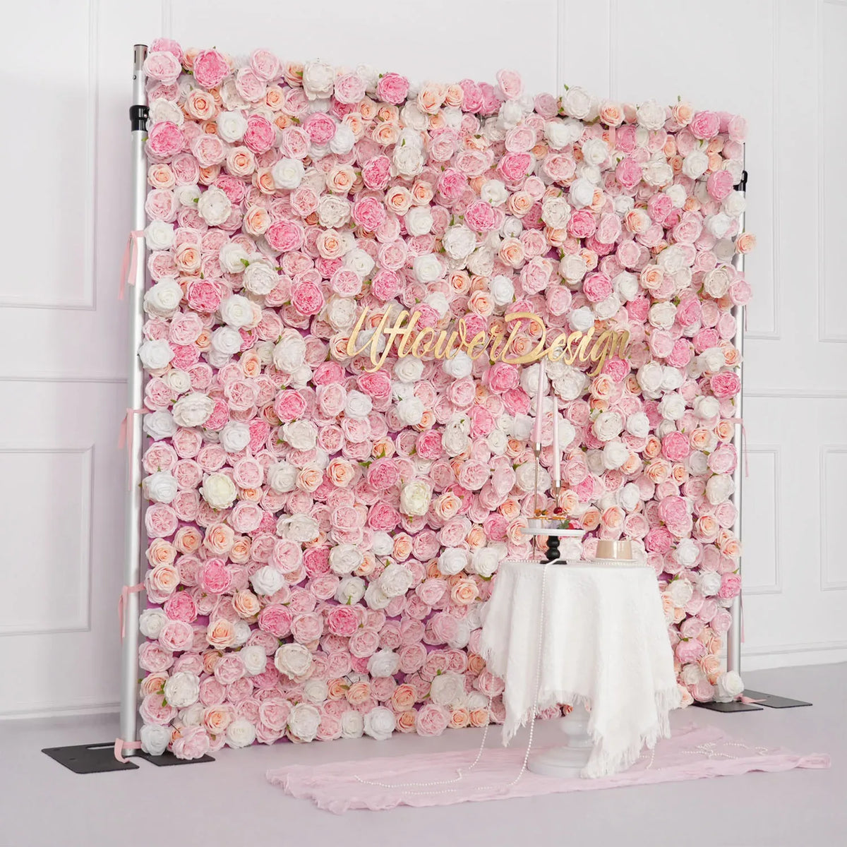Uflower Artificial Pink Rose Wall Wedding Backdrop Decor SET80070 - Uflower
