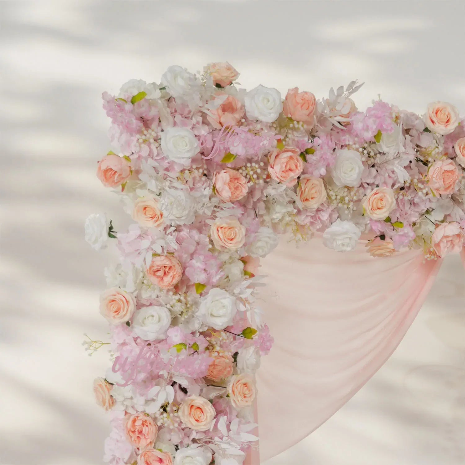 Uflower Pink White Rose Floral Square Arch Wedding Party Backdrop Decoration SET80138 - Uflower
