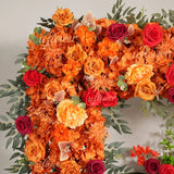 Uflower Orange Red Rose Floral Square Arch Wedding Party Ceremony Backdrop Decor SET80194 - Uflower