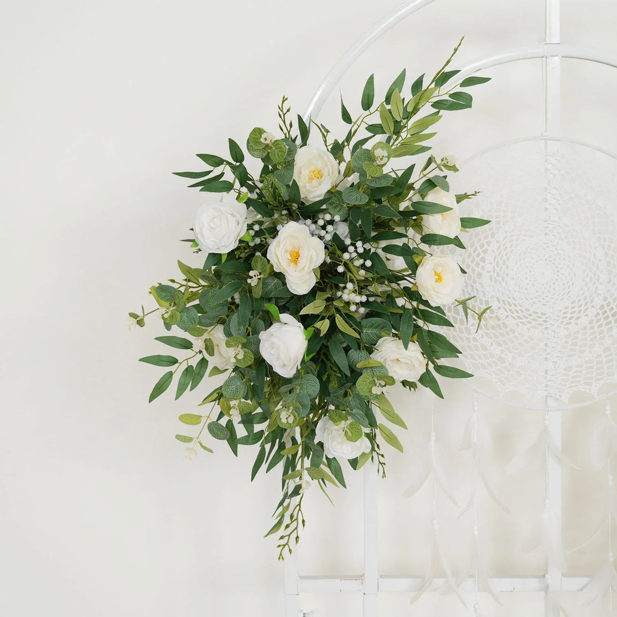 Uflower Artificial White Green Wedding KT Backdrop Flower Row Decor SET80066 - Uflower