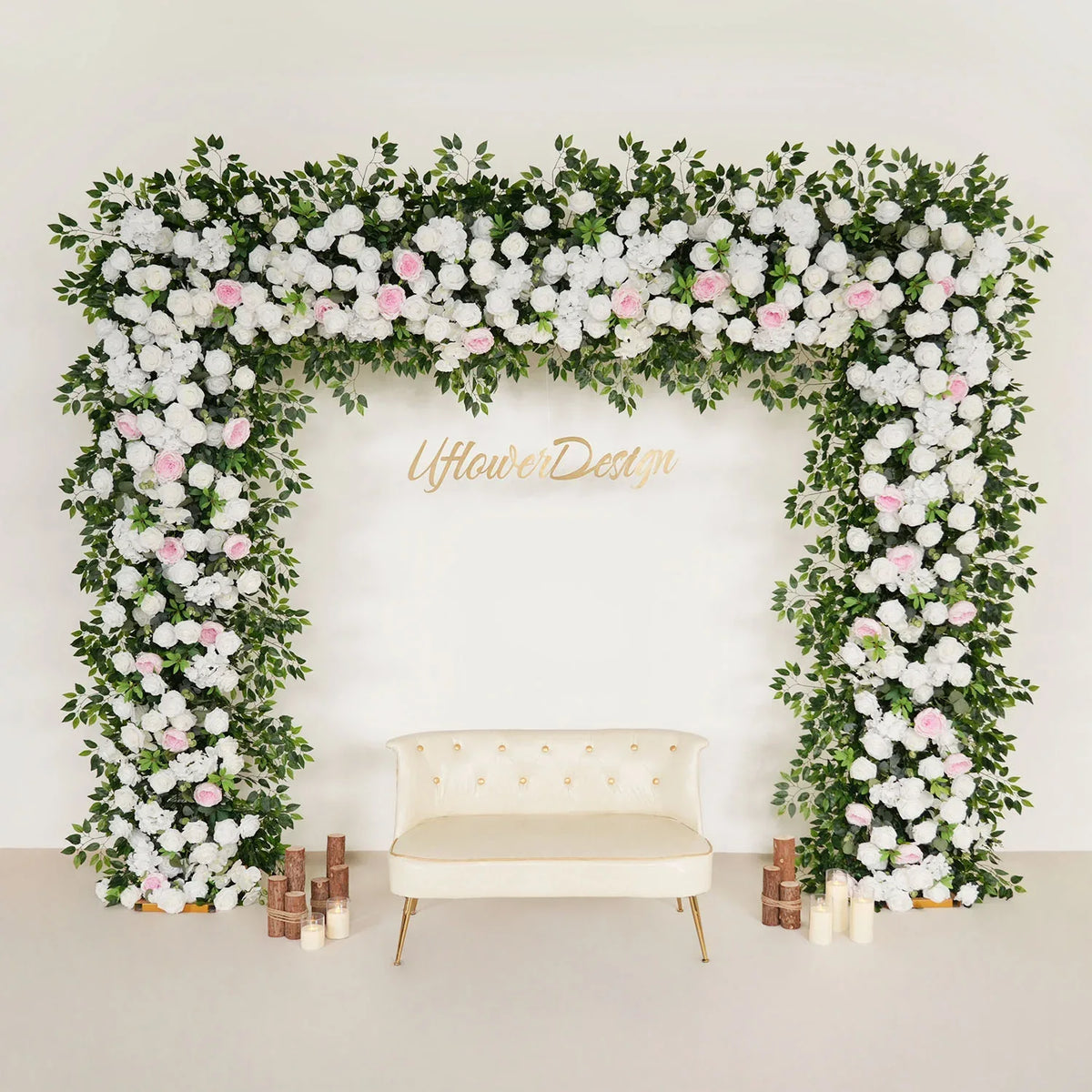 Uflower White Rose Wedding Background Flower Arrangement Arch Decoration SET80002-01 - Uflower