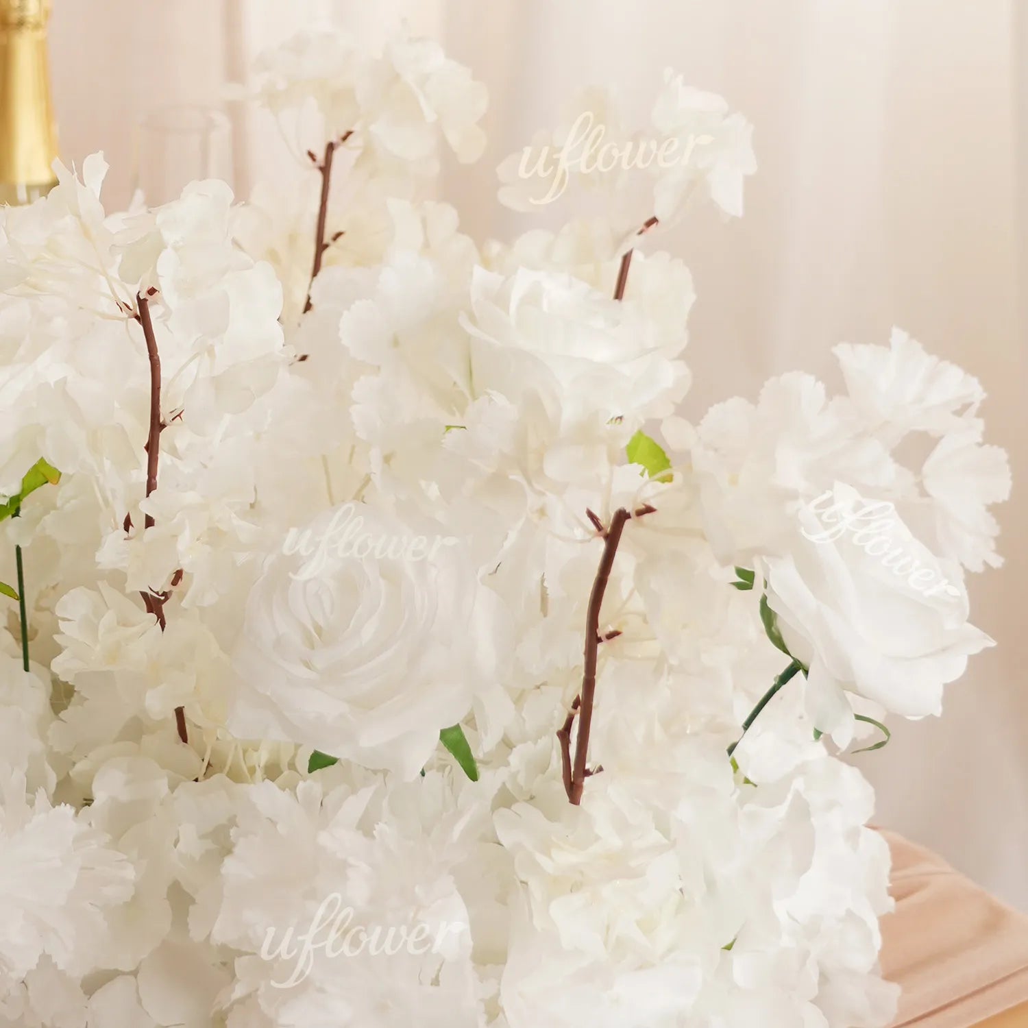 Uflower Artificial White Cherry Blossom Flower Row Wedding Decoration MC80205-01