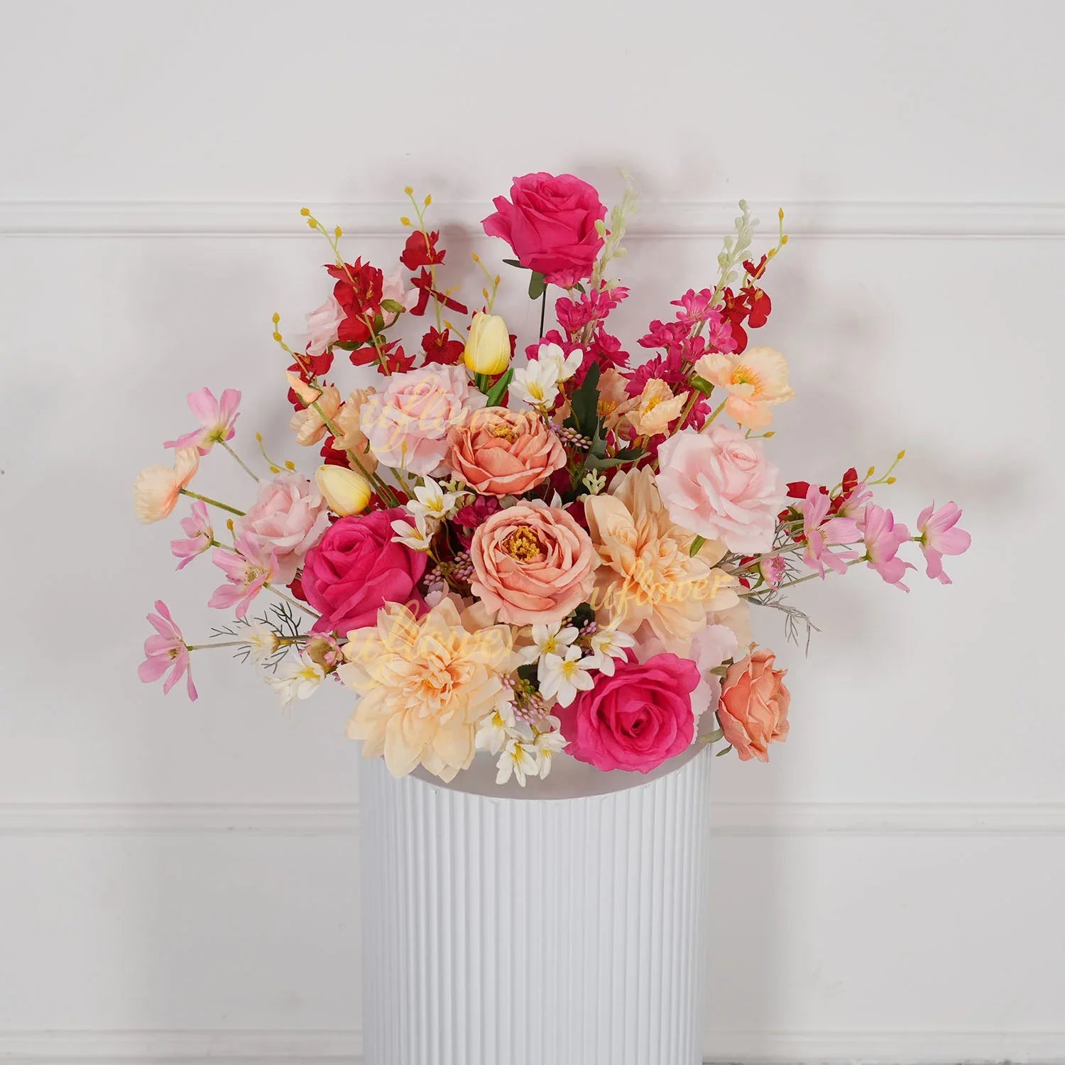 Uflower Champagne Pink Flower Arrangement Wedding Party Backdrop Floral Props SET80176-01 - Uflower