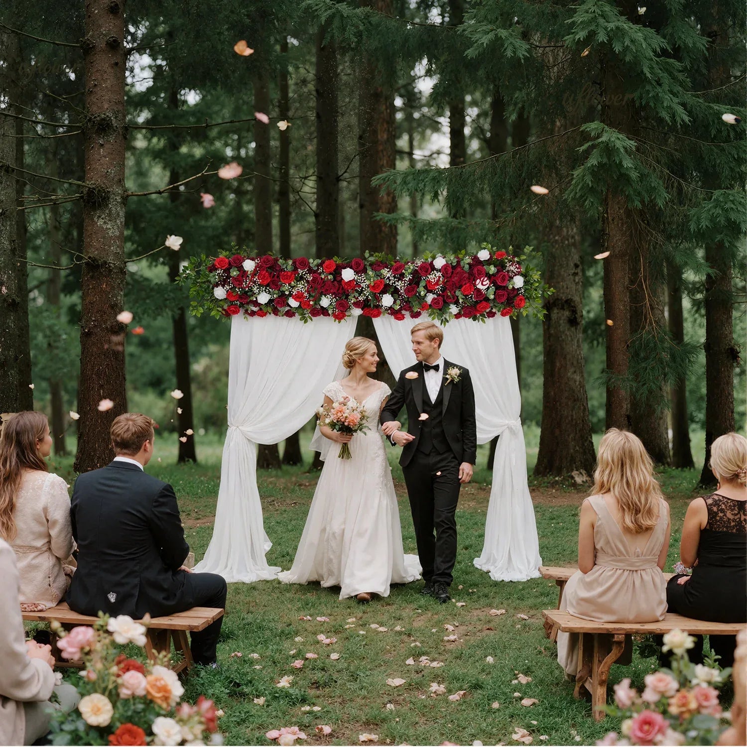 Uflower Artificial Burgundy Roses Flower Row Decorate SET80031 - Uflower