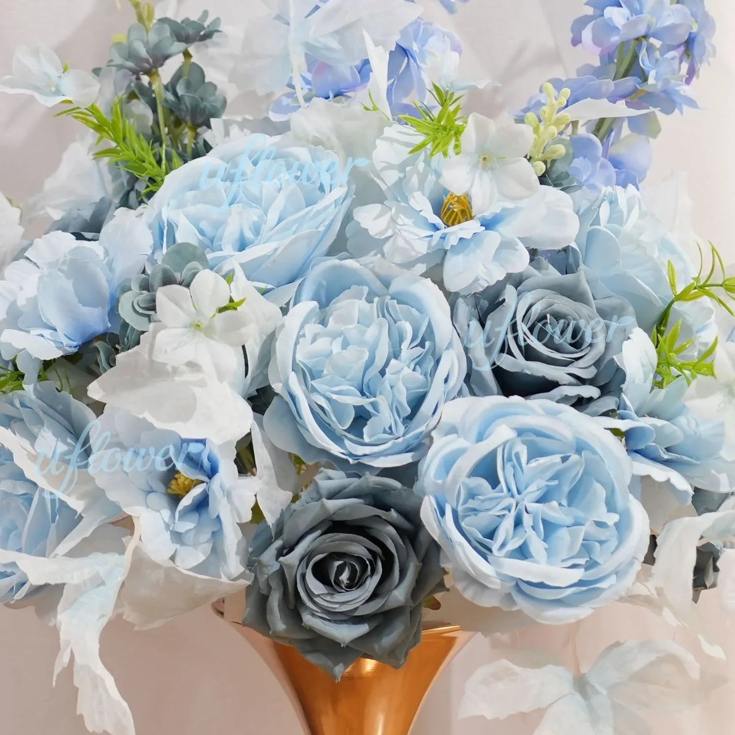 Uflower Smog-Blue Flower Row Decor KT Board Wedding Arrangement Props SET80178 - Uflower