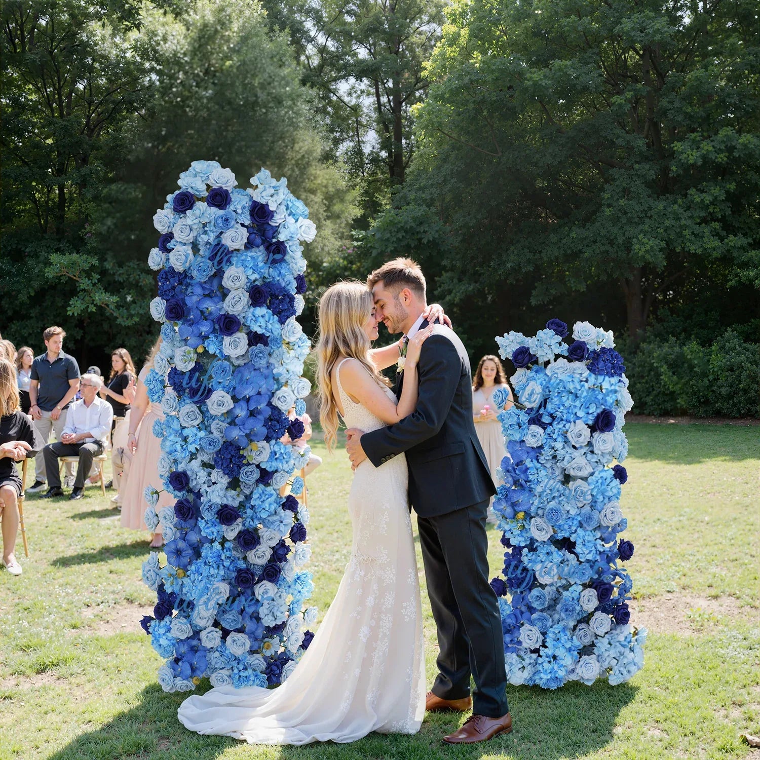 Uflower Artificial Blue Rose Wedding KT Background Board Decor Flower Row SET80047 - Uflower