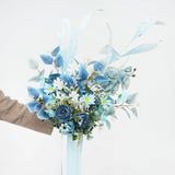 Uflower Small Round Bridal Bouquet in Dusty Blue MG80007-01