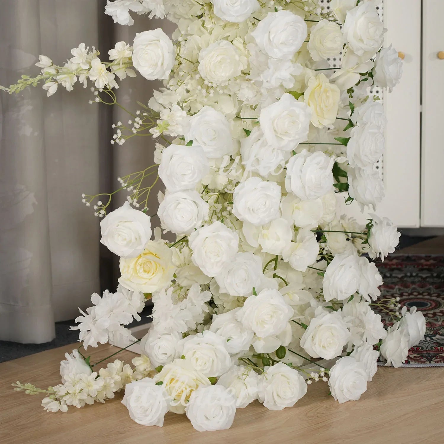 Uflower White Rose Floral Horn Arch Wedding Party Backdrop Decor MC80168-01 - Uflower