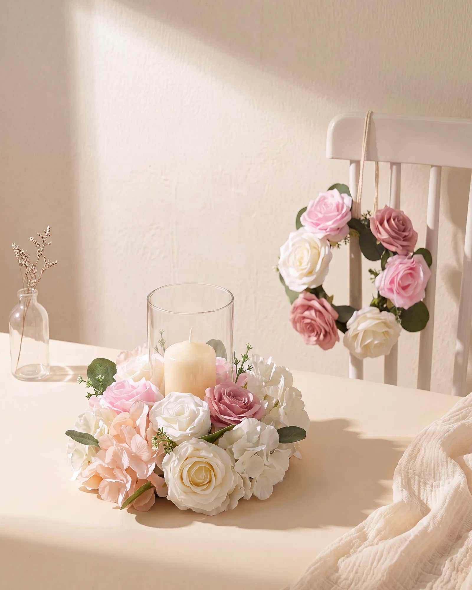 Uflower Pink and White DIY Wedding Flower Kit – Artificial Floral Arrangement Box MJ89001-01