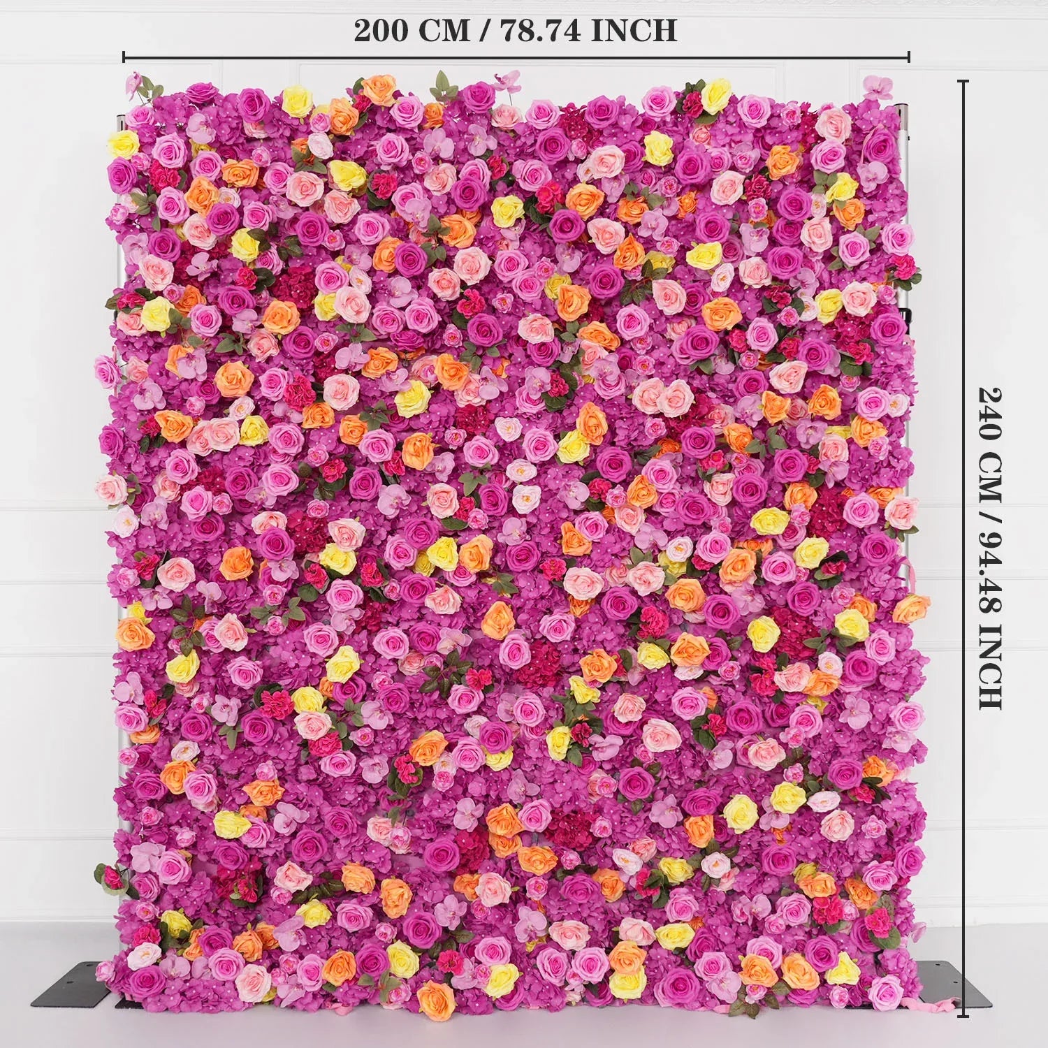 Uflower Flower Wall Hot Pink Orange Rose Floral Backdrop Wedding Party Proposal Decor Banquet Supplies SET80106 - Uflower